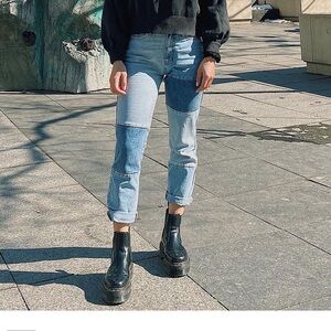 Pacsun Patchwork Denim Blue Mom Jeans Women’s Size 24